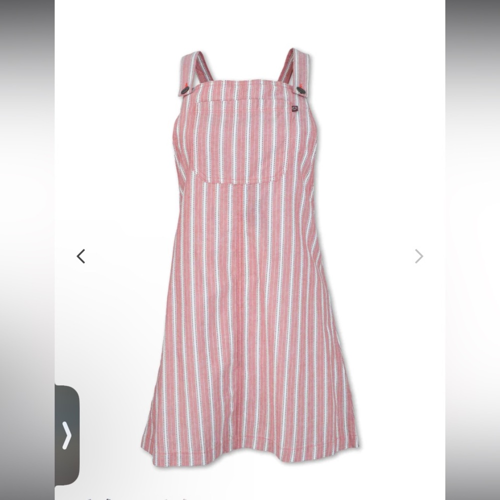 PURNELL women's striped overall dress in red size 8